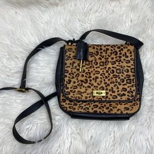 Fossil Calf Hair Leather Cheetah Print Crossbody